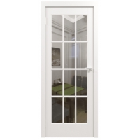 Дверь межкомнатная Эмаль Перфето-6 Белый Прозрачное стекло (Глубокая фрезеровка)